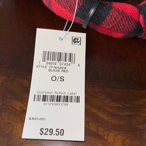 NWT INC International Concepts Buffalo Check Top Knot Faux Fur Earmuffs - Picture 3 of 3